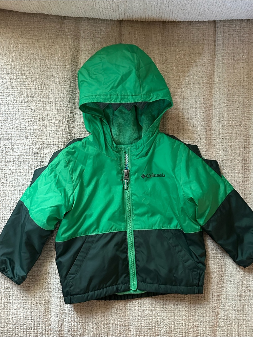 Columbia Kids' Green Hooded Waterproof Jacket Size 6-12M